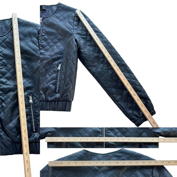 Apt. 9 Women Medium Black Faux Leather Full Zip Quilted Moto Jacket 400954691895 - Picture 4 of 16